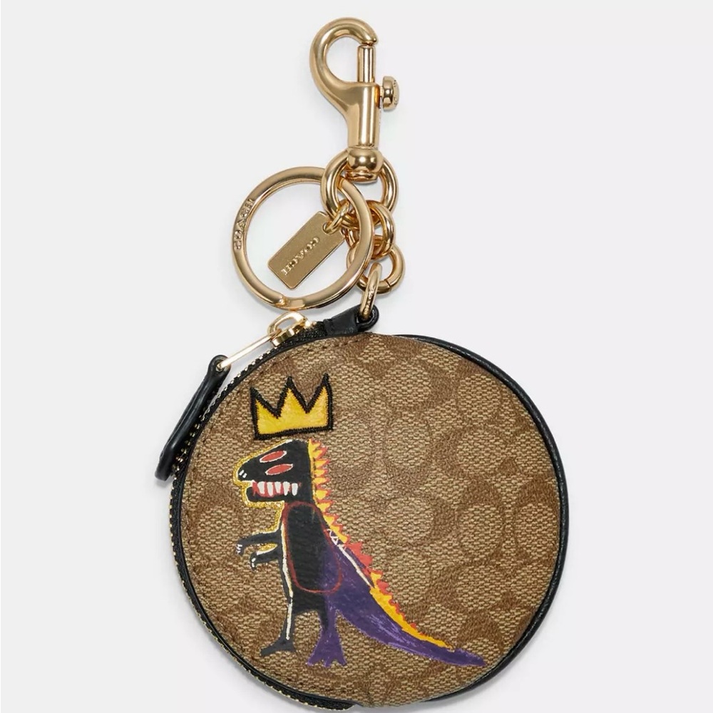 Coach X Jean Michel Basquiat Circular Coin Pouch In Signature Canvas